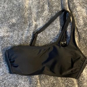 One shoulder black bikini top